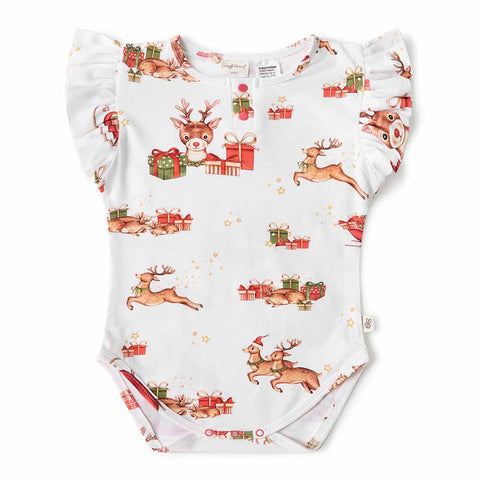 Snuggle Hunny Reindeer Organic Bodysuit with Frill