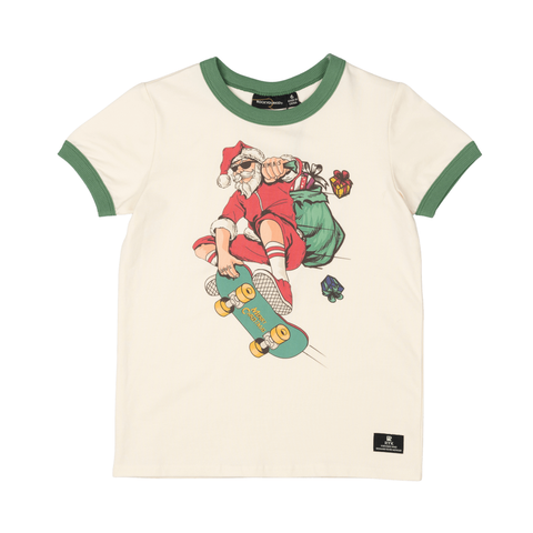 Rock Your Baby - Skate Santa T-Shirt - cream