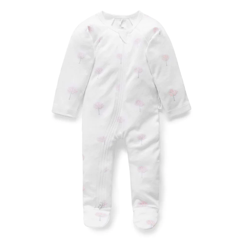 Pure Baby - Zip Grow Suit - Tree Print - grey/pink/pale blue